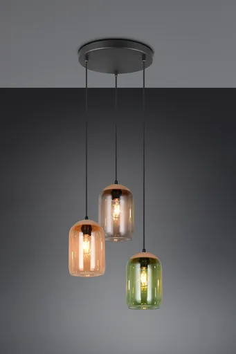 Lustra Cork, TRIO, 30x150 cm, 10W, 3x E27, metal/sticla, multicolor