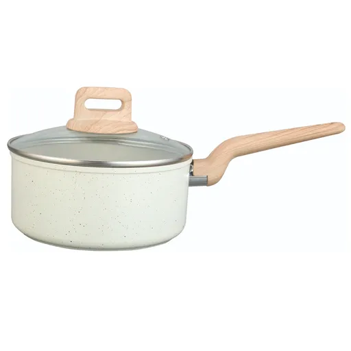 Cratita cu capac Voltz Nice OV54421E18, 18x8.5 cm, 2.1 l, Finisaj marmura, Inductie, Cream melange