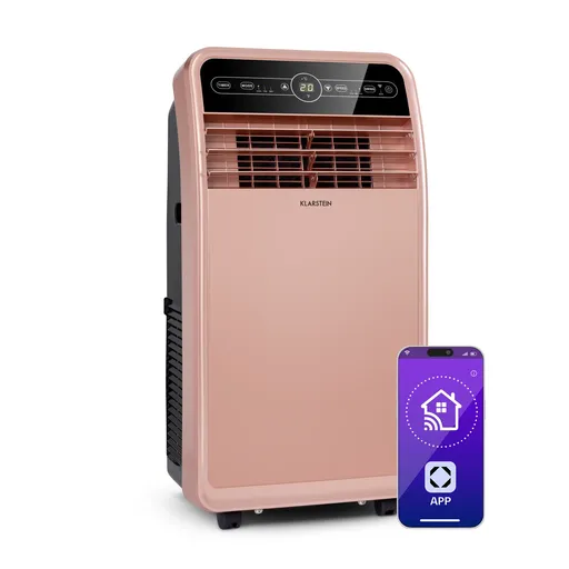 Klarstein Metrobreeze New York Smart 12k, aer condiționat portabil, 12000 BTU / 3,5 kW, clasa energetică A, telecomandă, roz-auriu