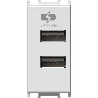 Modul Incarcator 2*USB 5V 2,1A 1M alb, TEM Modul TEM-EM67PW-U