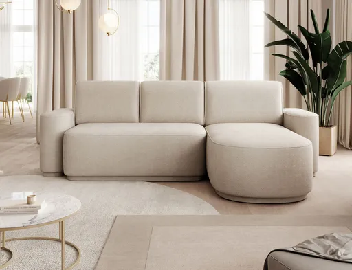 Coltar extensibil dreapta 4 locuri ELTAP, Aurumm, 285x180x92 cm, lemn/poliester, bej inchis