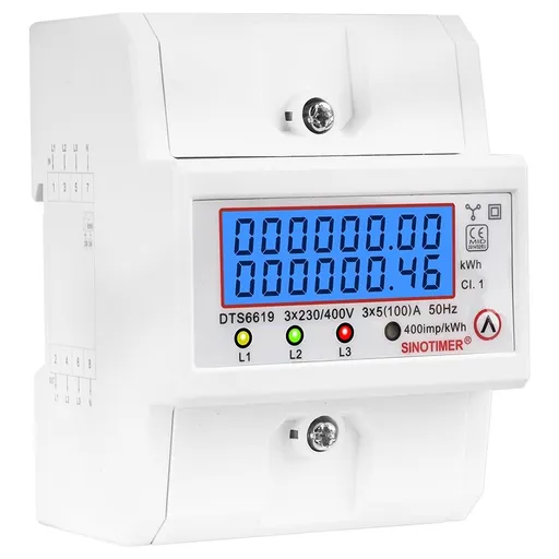 Contor monofazat de energie electrica, Sinotimer, 230V AC 50Hz, 5(100)A, ecran digital LED, DTS6619-046
