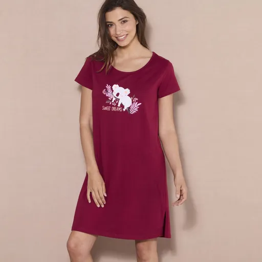 Cămașă de noapte scurtă cu mâneci scurte și imprimeu cu ursuleți koala