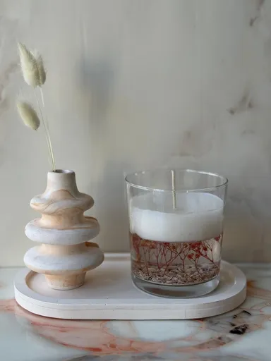 Set de lumanari, Glamour Candle 34ST, Beton, Alb