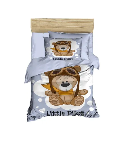 Lenjerie de pat pentru copii, L'essentiel Maison, PH126, Liliac / Maro / Alb