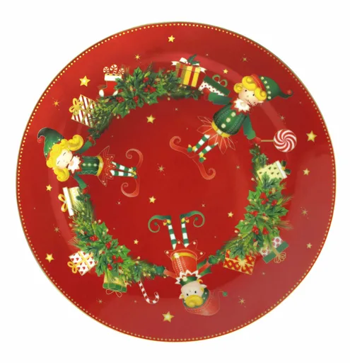 Platou servire, Elfomagia Red, Brandani, 30.5 cm, portelan