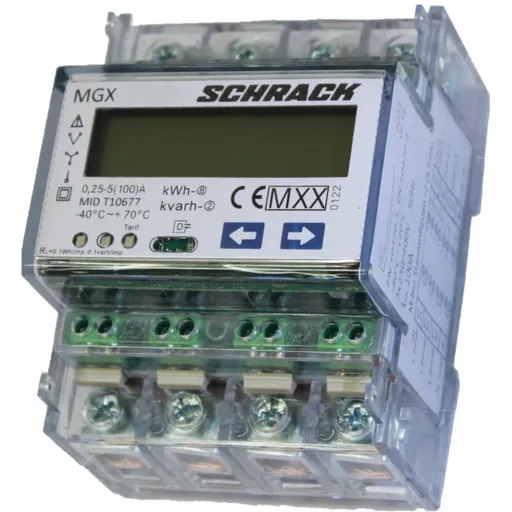 Contor digital kWh direct 100A, 3faze, 2 tarife, MID cerere Schrack MGX20100