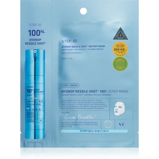 VT Cosmetics Hydrop Reedle Shot 100hL 2 Step Mask masca pentru hidratare intensa pentru tratarea tenului în două faze 28.5 g