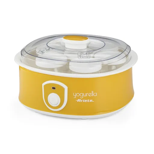 Aparat preparare iaurt Ariete YOGURELLA 0617/00, 20 W, 1.3 L, 7 borcane, Usor de curatat, Galben