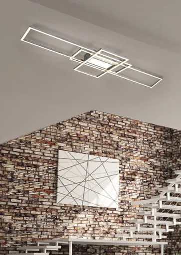 Plafoniera Irvine, TRIO, 105x42x6.5 cm, 60W, 1x SMD, metal, nichel mat