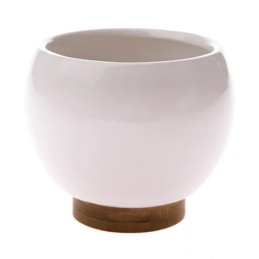 Ghiveci ceramic pentru flori Ball alb, 12 x 10 cm