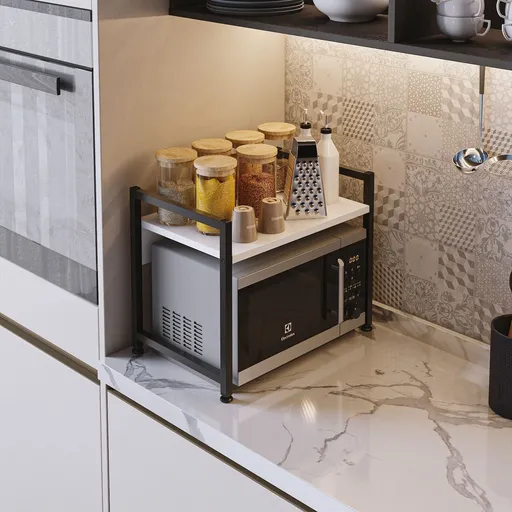 Raft de bucatarie, Hanah Home, Malta, 53x41x35 cm, Alb/Negru