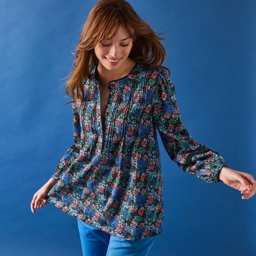 Bluză cu samosas, macramé și imprimeu floral