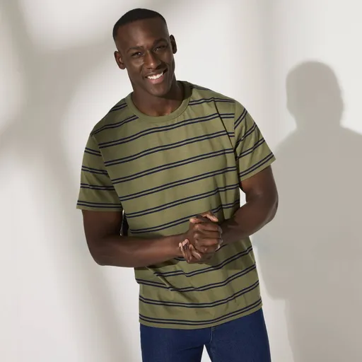 Tricou cu mânecă scurtă în dungi, bumbac organic