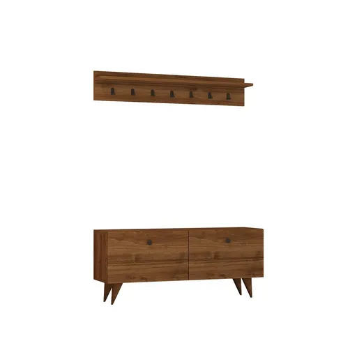 Cuier de perete cu dulap pentru pantofi Rupa Walnut, maro închis