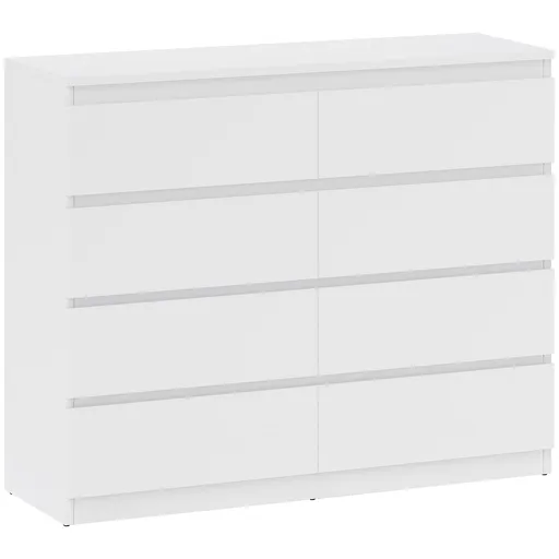 HOMCOM Comodă 8 Sertare cu Mânere Canelate 120x39x100 cm Alb | Aosom Romania