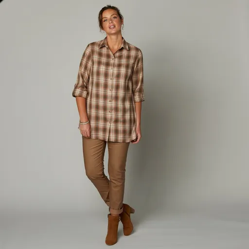 Cămașă lungă din flanel în carouri