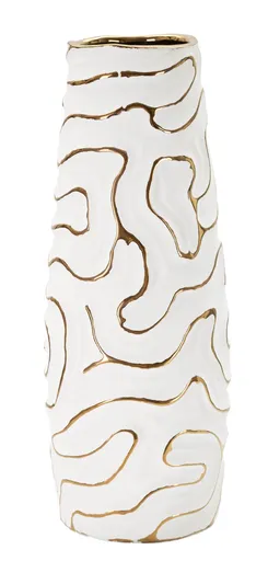 Vaza Lia, Mauro Ferretti, 14.5x14.5x39.5 cm, ceramica, alb/auriu