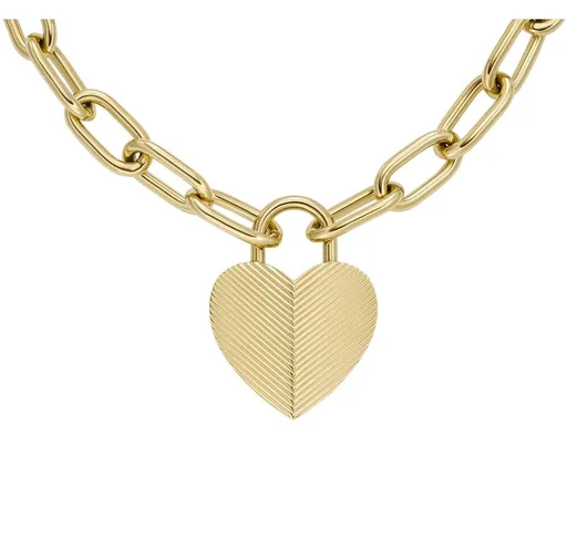 Fossil Colier distinctiv placat cu aur Inimă Harlow JF04656710