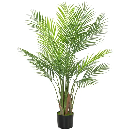 HOMCOM Plantă artificială interioară 120 cm, palmier arbore artificial cu ghiveci din plastic și flocare, verde | Aosom Romania