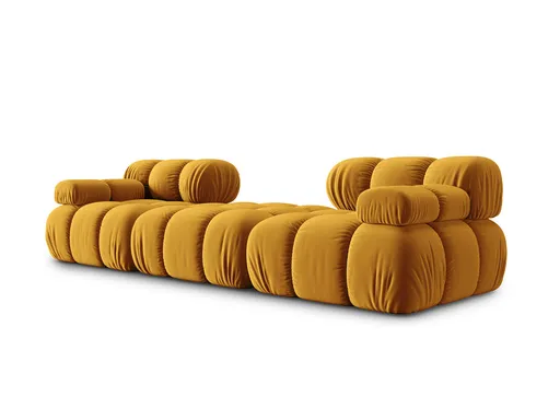 Canapea modulara 3 locuri, Bellis, Micadoni Home, BL, 188x188x70 cm, catifea, galben