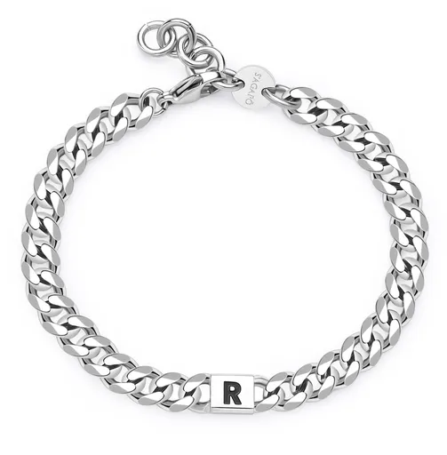S'Agapõ Brățară din oțel pentru bărbați cu litera R Monogramă SMG27