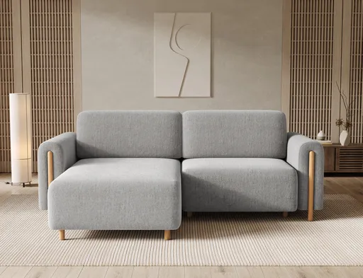 Coltar extensibil stanga 3 locuri ELTAP, LT-O-04AMO, Acossta, 244x154x95 cm, lemn/poliester, gri deschis/natur