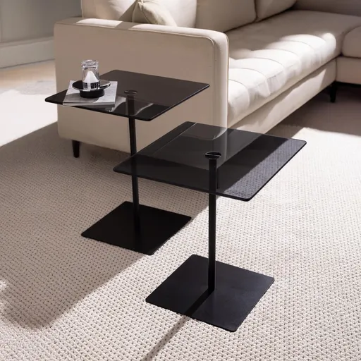 Set masute de cafea, Hanah Home, Elegante 2, Negru / Fume