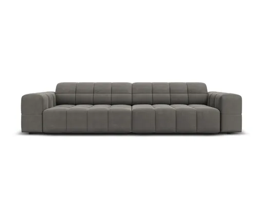 Canapea 4 locuri, Jennifer-51, Micadoni Home, 244x102x70 cm, catifea, gri deschis