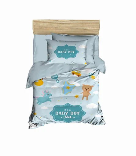 Lenjerie de pat pentru copii, L'essentiel Maison, PH16, Gri / Maro / Alb