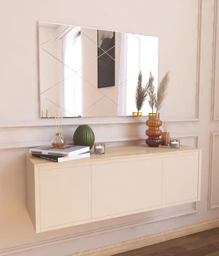 Oglinda decorativa, Hanah Home, Vocal, 50x75x2.2 cm, Alb