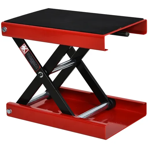 Durhand Suport Ridicare Motociclete Scissor Lift Oțel Platformă Cauciucată Roșu | Aosom Romania