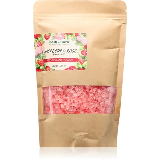 Folk & Flora Raspberry & Rose sare de baie 500 g