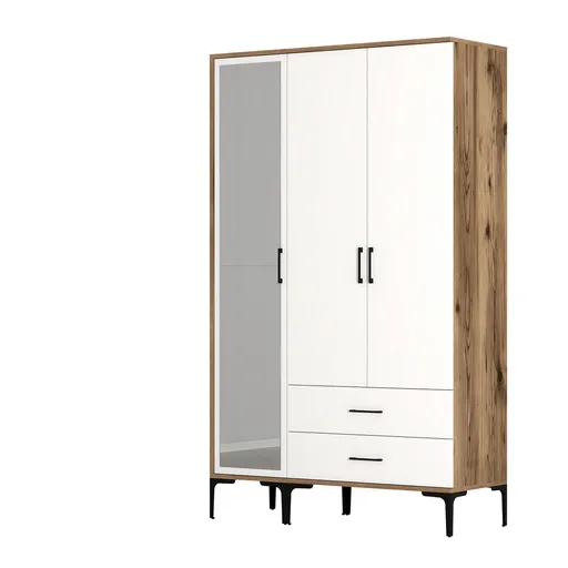 Dulap pentru haine, Hanah Home, Kumsal RT, 120x47.5x201.4 cm, Nuc/Alb