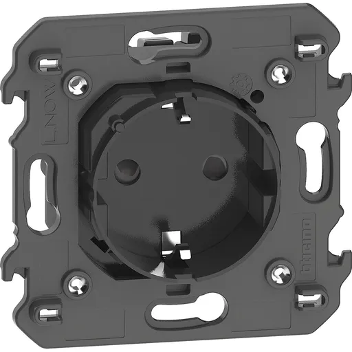 Priza conectata standard german 16A 2 module Bticino Living Now KG4141AC, negru