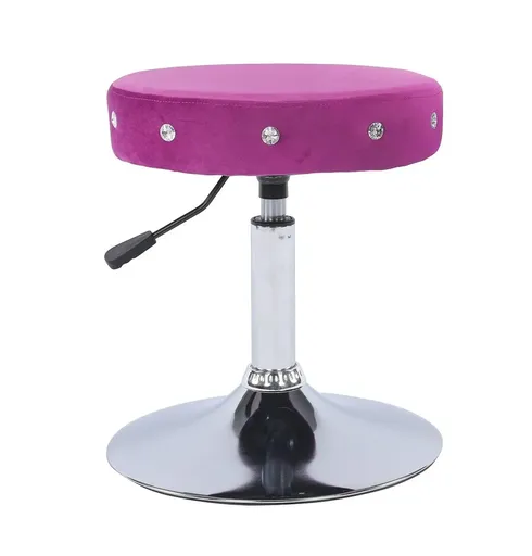 Scaun Taburet Safir Crystal din Velur, Reglabil pe Inaltime