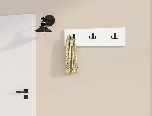 Cuier de perete, Hanah Home, Üçlü, 36x12x1.8 cm, Alb