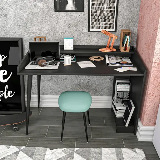 Birou, Hanah Home, Vanessa, 121.8x59x88.3 cm, Negru