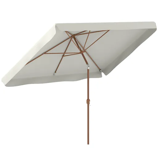 Outsunny Umbrelă de Grădină 2x3 m Inclinabilă cu Deschidere cu Manivelă, Orificiu de Ventilație și Margine cu Volane, Umbrelă de Exterior Dreptunghiul