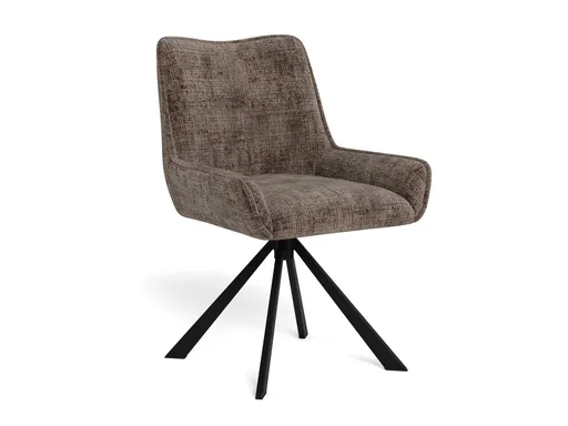 Scaun Eddie, Actona, 59x56x81 cm, rotativ, tesatura Chenille/otel, maro pudrat