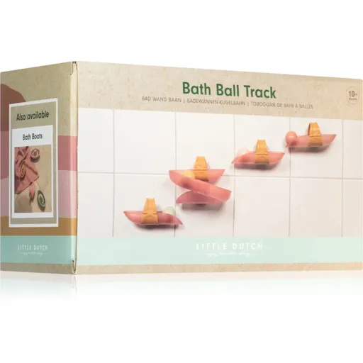 Little Dutch Bath Ball Track Pink jucărie labirint, cu circuit de bile pentru cadă 10 m+ 8 buc