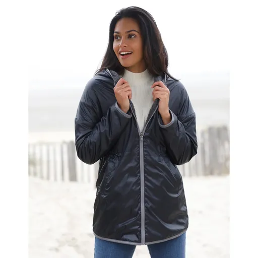 Parka reversibilă, boucle/metalic