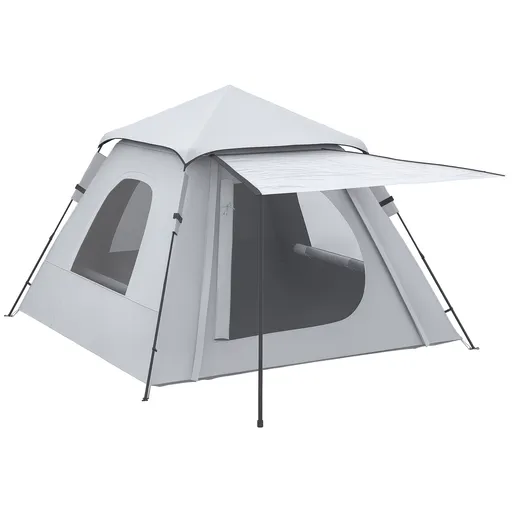 Outsunny Cort de Camping Automat cu Veranda pentru 2-3 Persoane, Cort Pop-Up in Aer Liber, Adapost Portabil pentru Drumetii cu Ferestre cu Plasa, Usa