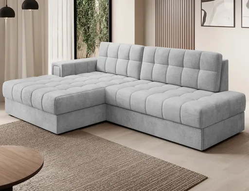 Coltar extensibil stanga 3 locuri ELTAP, LT-84MO, Blezalt, 240x150x82 cm, lemn/poliester, gri deschis