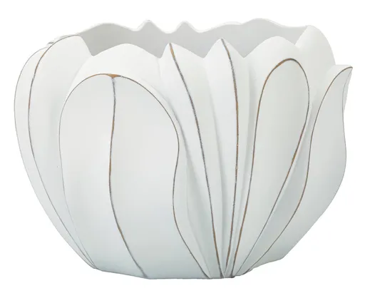 Ghiveci Gardy, Mauro Ferretti, 34.5x34.5x23.5 cm, polirasina, alb antic