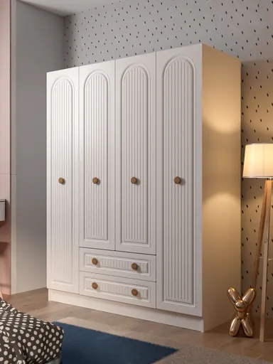 Dulap pentru haine, Hanah Home, Tavero, 140x180x54 cm, PAL, Alb