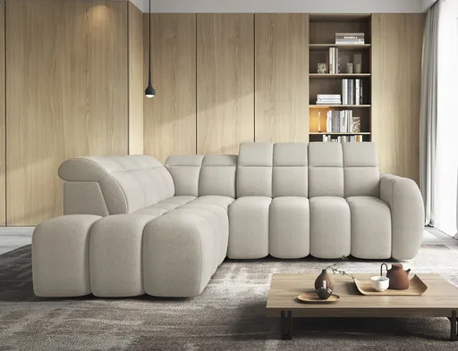 Coltar extensibil stanga 4 locuri ELTAP, LT-18ROY, Falconn, 258x208x107 cm, lemn/poliester, bej deschis