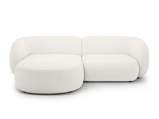 Coltar stanga 2 locuri, Kate, Micadoni Home, 255x176x76 cm, tesatura boucle, alb