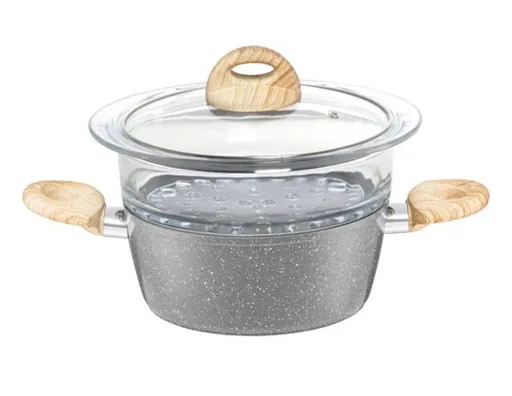 Oala pentru gatit la aburi Kenya, Ambition, invelis stone effect, 20 cm, aluminiu forjat