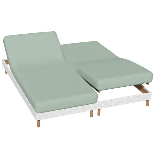 Cearșaf cu elastic în culoare uni pentru pat reglabil, flanel, adâncime colț 26 cm